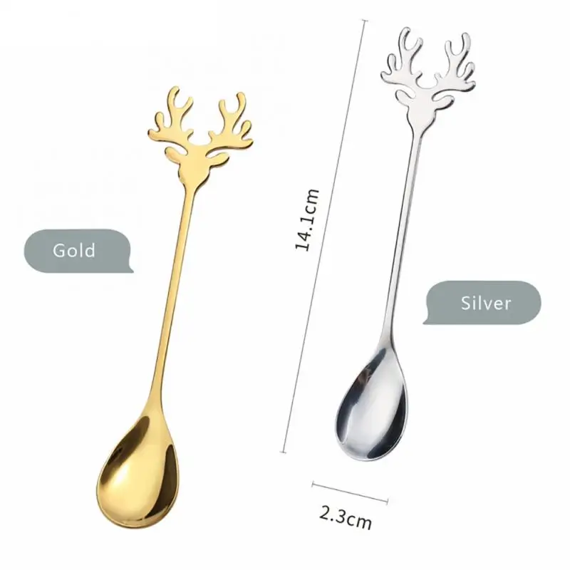 Ложка для кофе Elk Nordic Dessert из нержавеющей стали с изображением оленя, подарочная, с покрытием из титана.