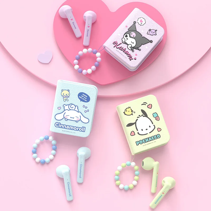 

Sanrio Bluetooth Headset Kuromi Accessories Cute Anime Kawaii Wireless Noise Cancelling Long Battery Life In-Ear Toys Girls Gift