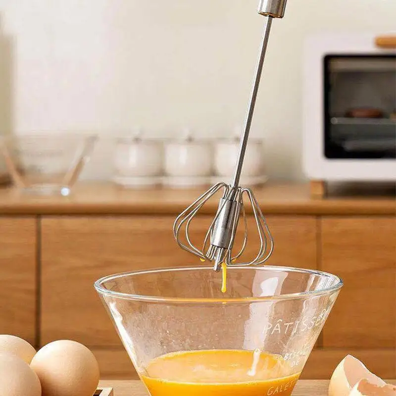 

Silver Steel Egg Beater Non-Stick Pan Egg Blender Manual Kitchen Tools Stirring Cooking Cream S1G4