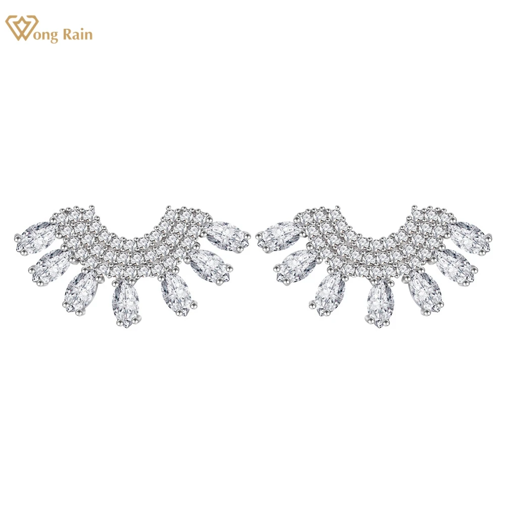 

Женские серьги-гвоздики Wong Rain из твердого стерлингового серебра 925 пробы с высоким содержанием углерода, ювелирные украшения оптом