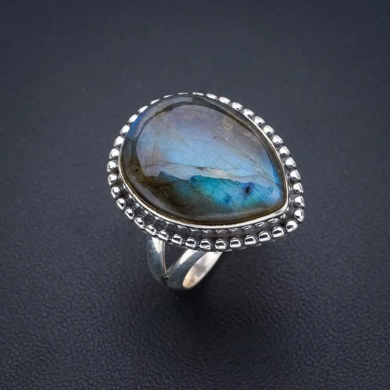 

StarGems Природный лабрадорит ручной работы фото Серебряное кольцо 7 F0121