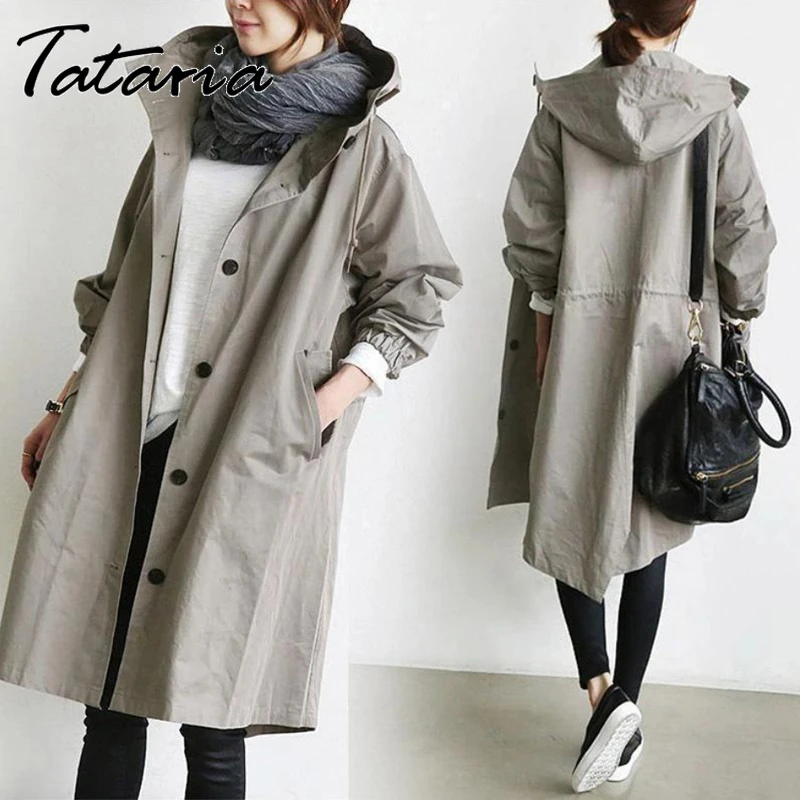 2022 осеннее пальто для женщин большой размер однотонная ветровка с карманами и
