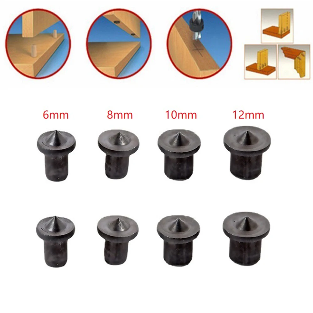 

8pcs/set 6/8/10/12mm Dowel Tenon Center Set Woodworking Top Locator Roundwood Punch Black Carbon Steel A3 Dowel Centers