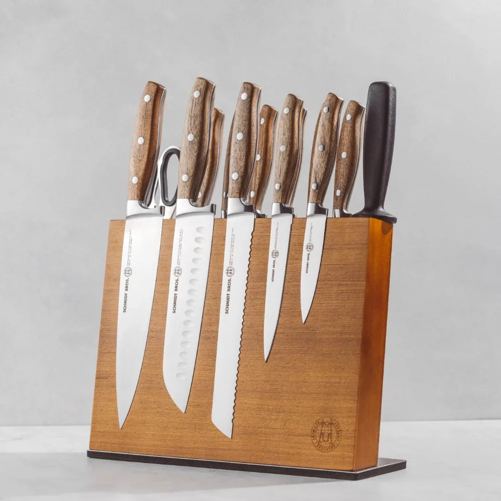 

Набор из 14 ножей из кованой нержавеющей стали серии акации с рукоятками из дерева акации, набор кухонных ножей