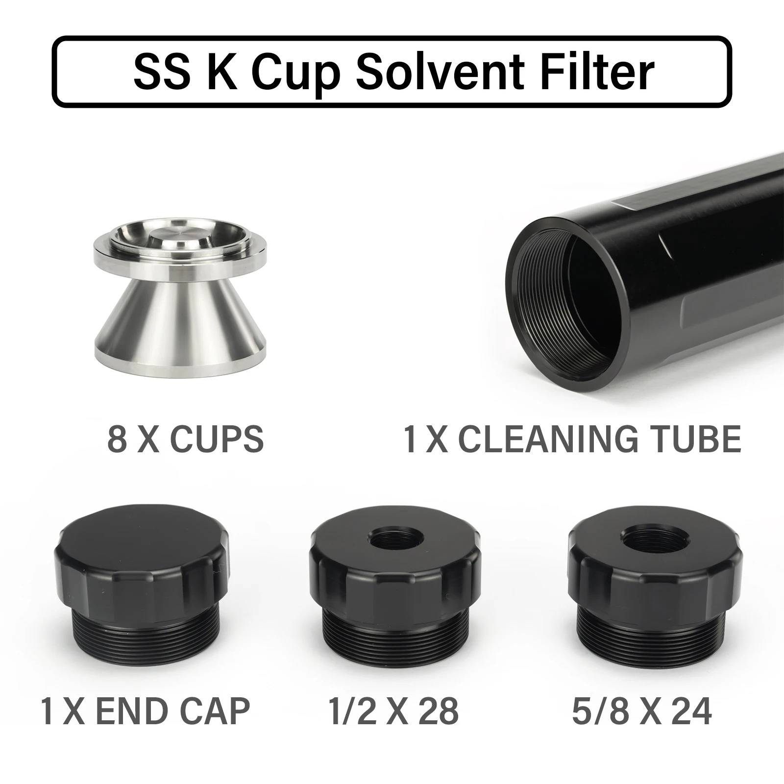 

Комплект алюминиевых трубок 1,7 дюйма OD 9 дюймов L 7075, 8 шт., D Cell K Cup, фильтр для очистки растворителя трубок и 1/2x28 и 5/8x24 заглушки