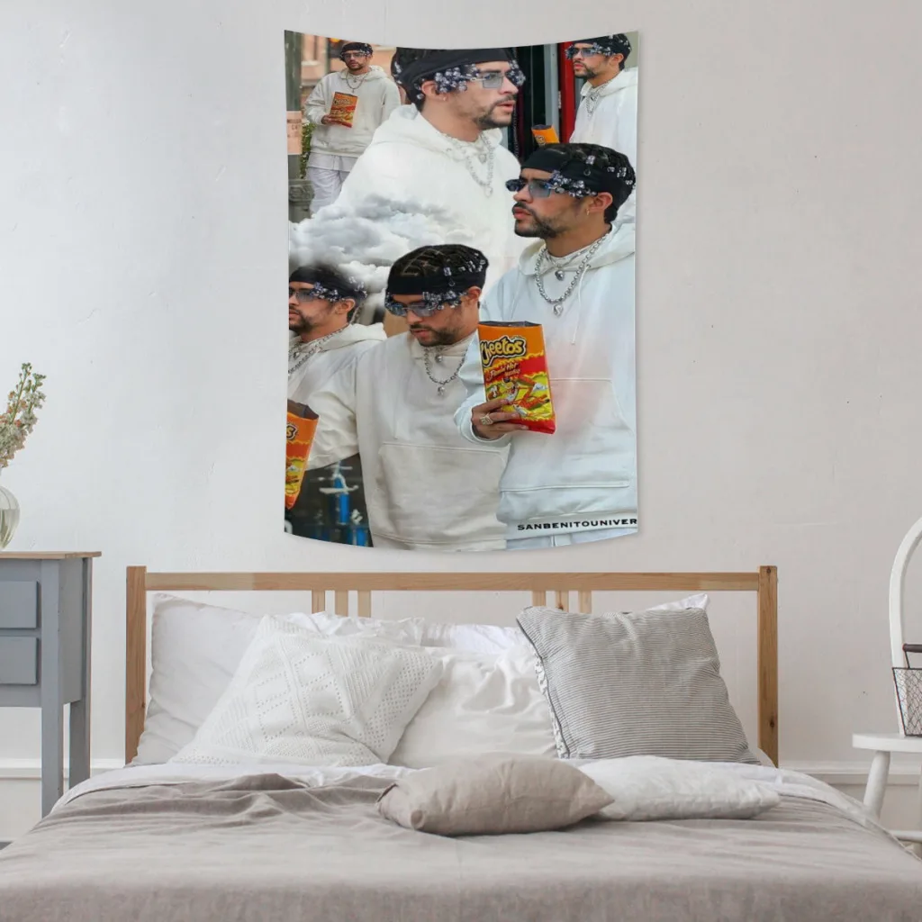 

Bad Bunny Hip Hop Singer Tapestry Wall Hanging Bedroom Décor Aesthetic Customized Design
