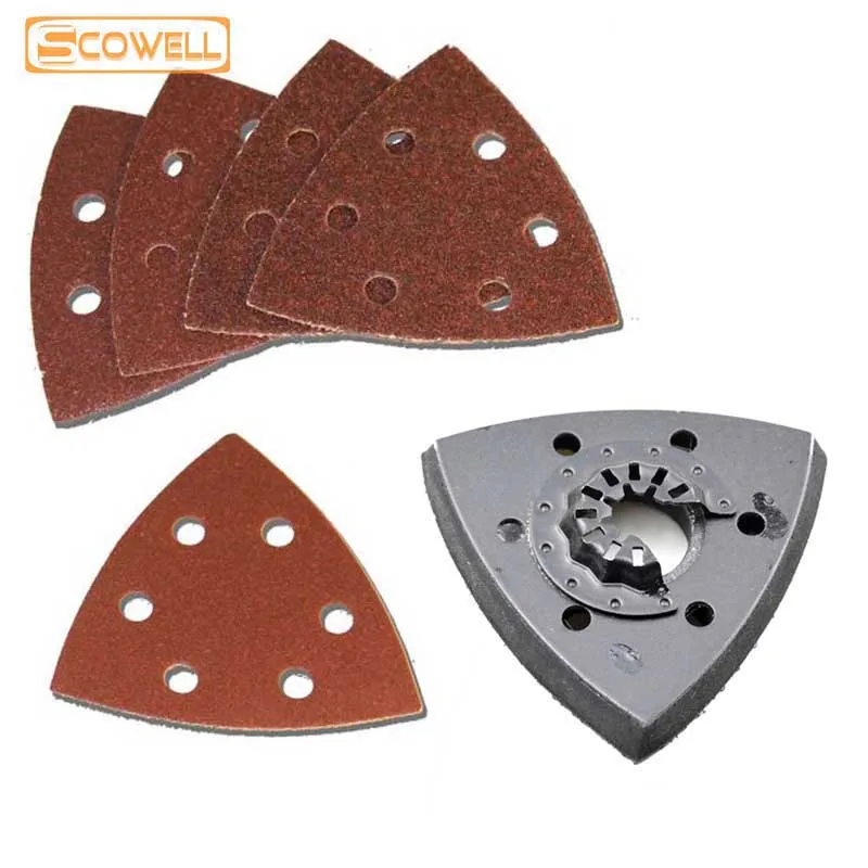

Hook Loop Sanding Paper And Triangular Sanding Pad For Star Lock Oscillating Multi Tool Machines DIY Tools Accessories