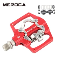 meroca mountain bike pedal aluminum alloy non slip spd self locking flats pedal bicycle accessories