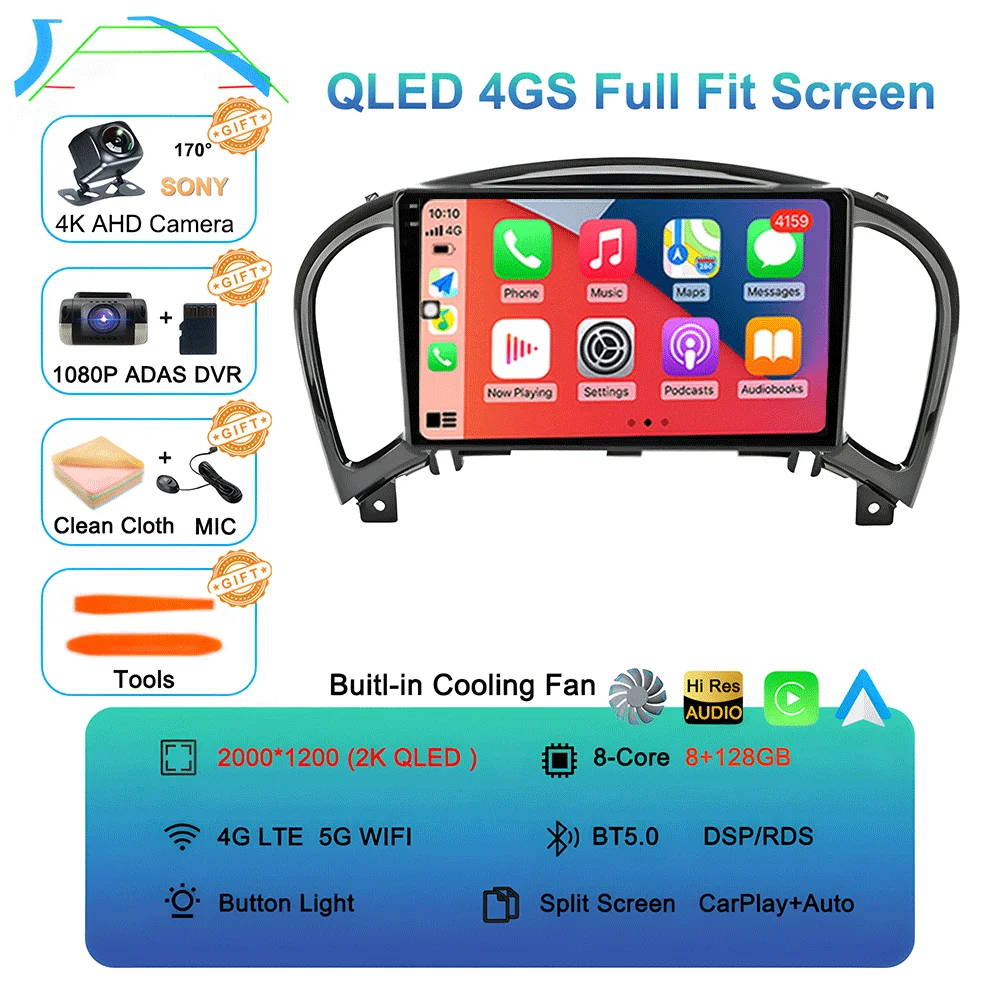 

Видеоплеер Android 16 с Carplay Auto для Nissan Juke YF15 2010-2014, мультимедийная автомобильная магнитола с Wi-Fi+4G, DSP, 2 DIN, сенсорный экран