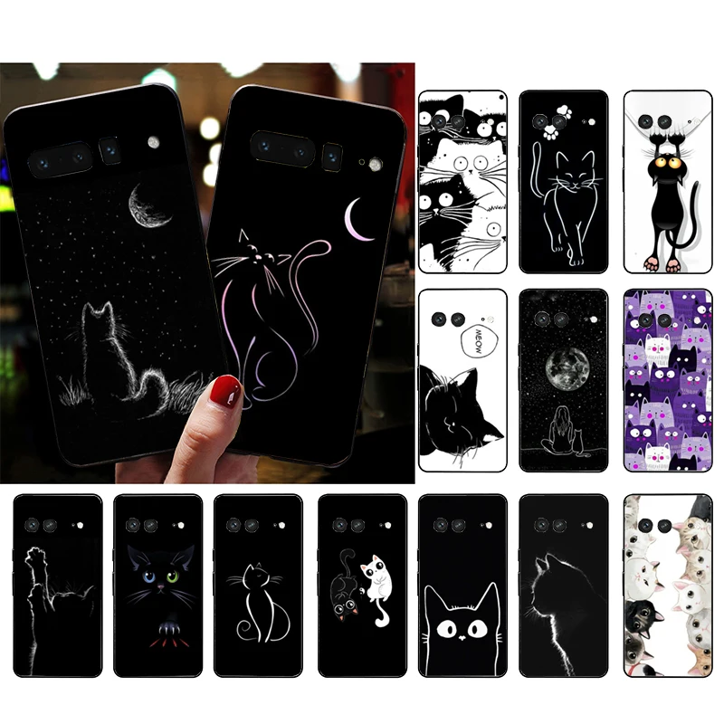 

Phone Case for Google Pixel 7 Pro 7a 6A 6 Pro 5A 4A 3A Pixel 4 XL Pixel 5 6 4 3 XL 3A XL 2 XL Black Cat Case