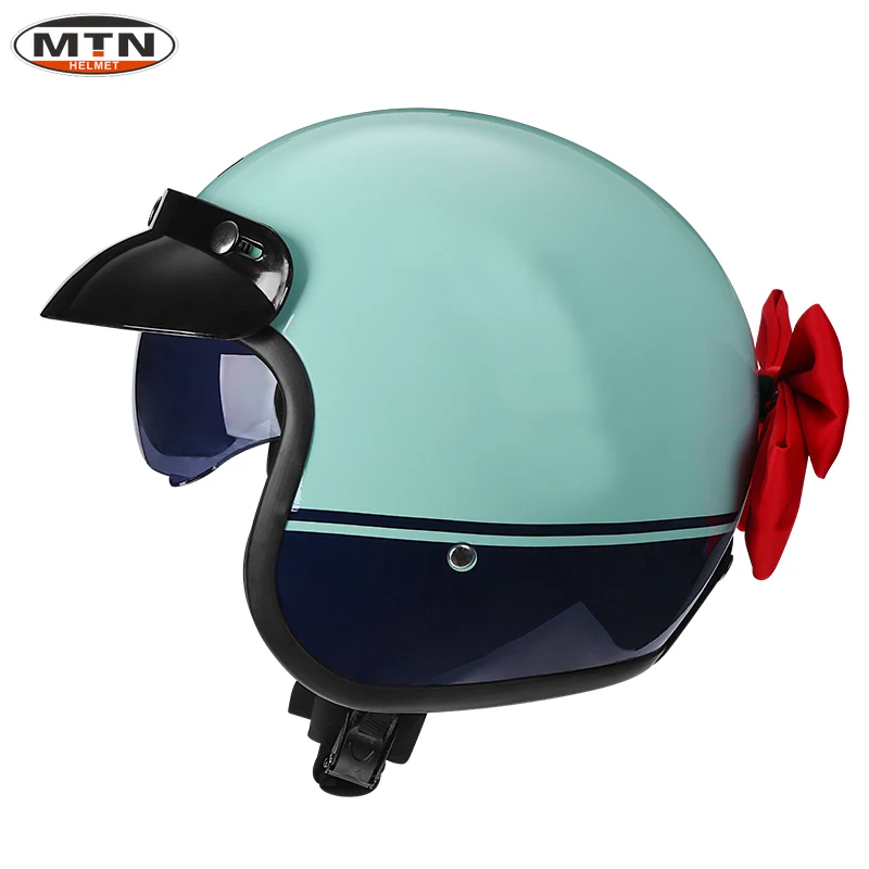 

Мотоциклетный шлем MTN с открытым лицом, специальный дизайн для летних девушек, винтажные мотоциклетные шлемы