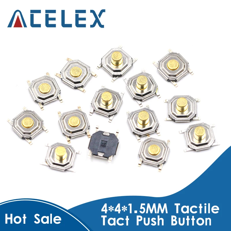 

100PC/Lot SMD 4*4*1.5MM 4X4X1.5MM Tactile Tact Push Button Micro Switch Momentary