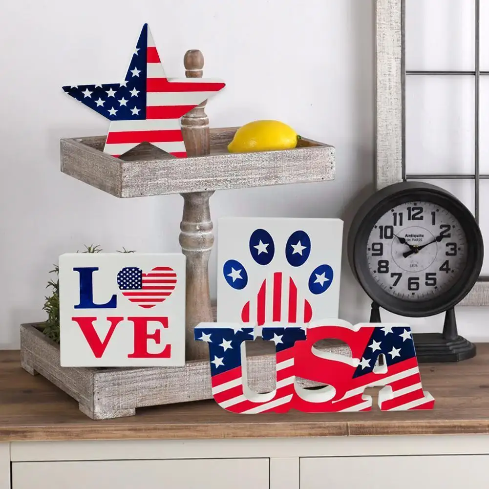 

Деревянные украшения на День независимости США, праздничное украшение на день образования США 4 июля, праздничное украшение для дома, патри...