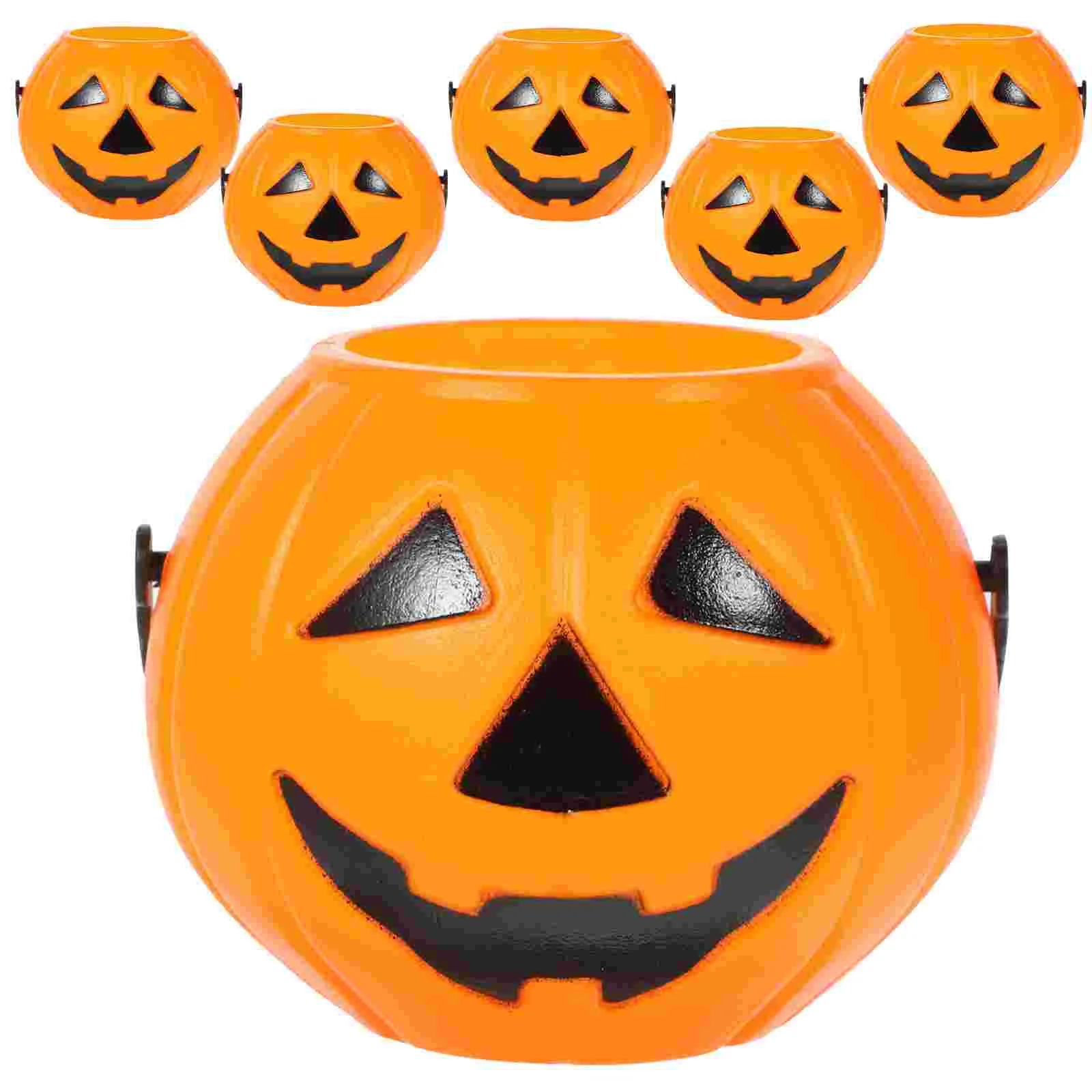 

Halloween Bucket Pumpkin Candy Buckets Holder Treat Trick Or Mini Bowl Treating Cauldron Pots Pail Lantern Pails Jack O Goodie