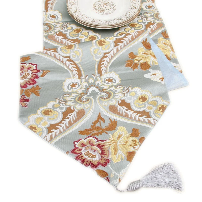 

Palace Style Flower High-End Fashion Table Runner Bed Tail Towel Retro Restaurant Cover Cloth Hotel Table Runner