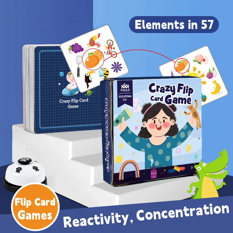 

54 шт. сумасшедшая подходящая карточка для детской концентрационной реактивности, настольные флип-карточки для вечерние, обучающие игрушки