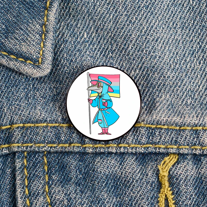 

Genderflux Pride Plague Doctor Pin Custom Brooches Shirt Lapel teacher Bag backpacks Badge Cartoon gift brooches pins for women