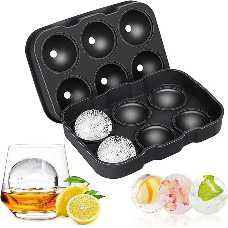 

Six-hole cubic silicone ice hockey tray mold Round cold drink tool Reusable ice maker home kitchen accessories