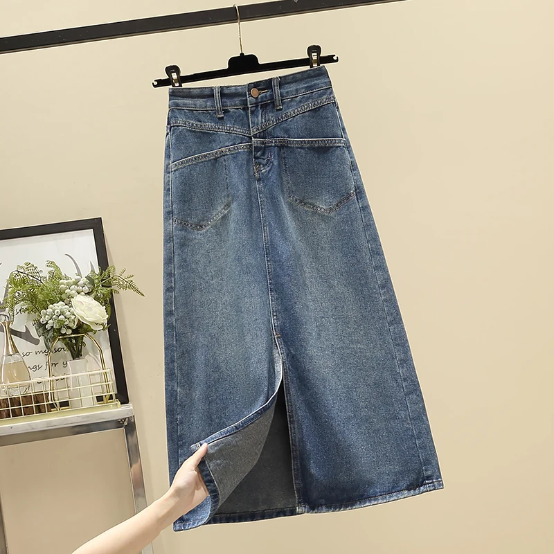 

Vintage High Waist Alina Denim Front Split Skirts Y2k Pocket Chic 8 Size Bodycon Street Jeans MIDI Skirts Summer Fall Women 2023