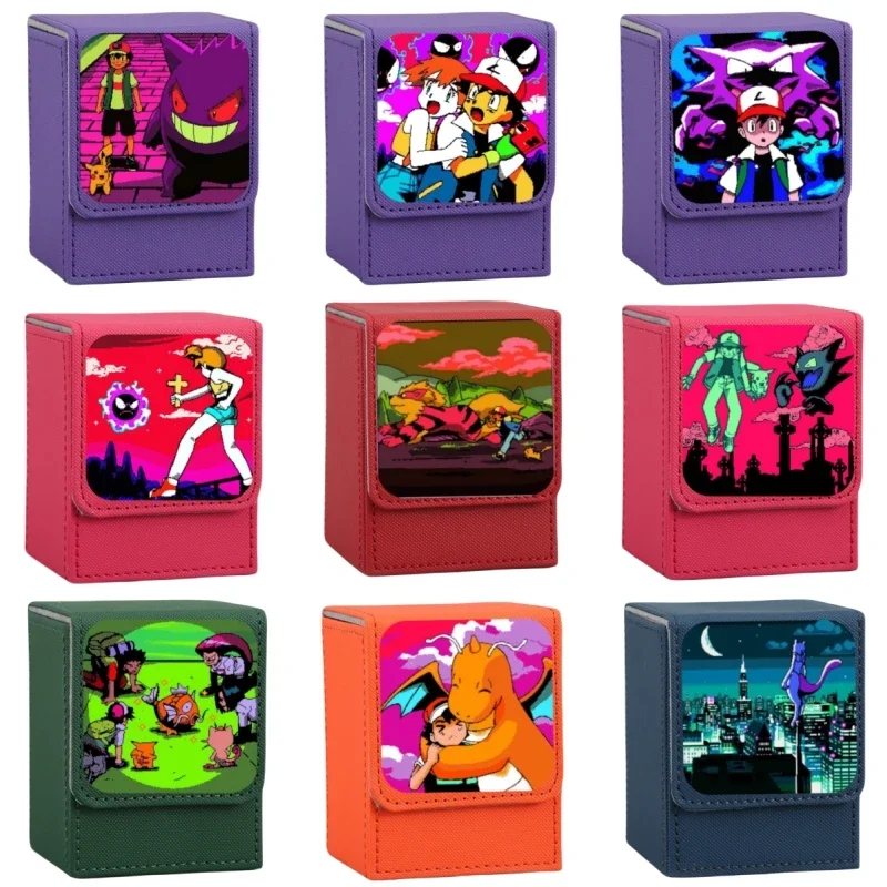 Pokemon Pixel Style Dragonite Mewtwo Gengar самодельная кожаная коробка для хранения карт аниме