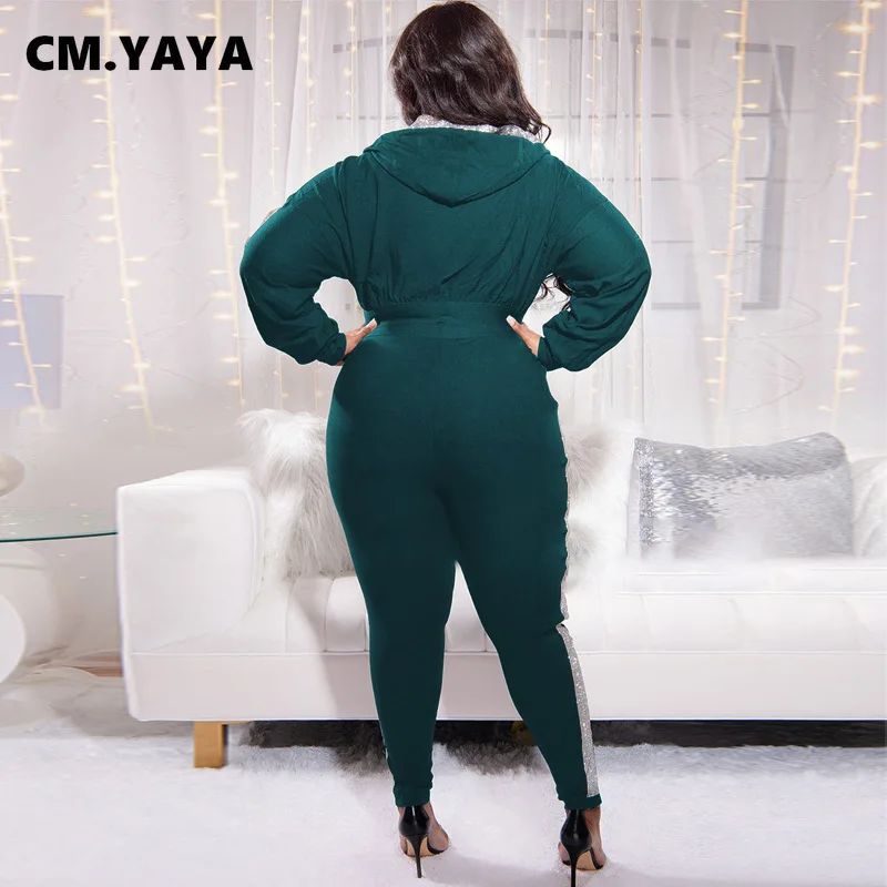 Женский элегантный спортивный костюм CM.YAYA из двух предметов: толстовка с