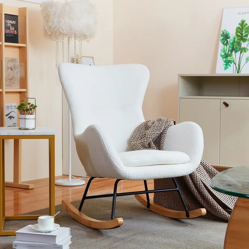 

Кресло-качалка, мягкое кресло-планер с высокой спинкой для гостиной, детской спальни, плюшевая ткань