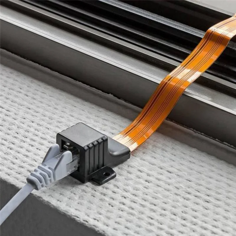 Фото Стильный плоский разъем CAT6 RJ45, гнездовой разъем F, сетевой интернет-кабель, адаптер 30 см, соединительный кабель для дома/автомобиля, окна, двери №4