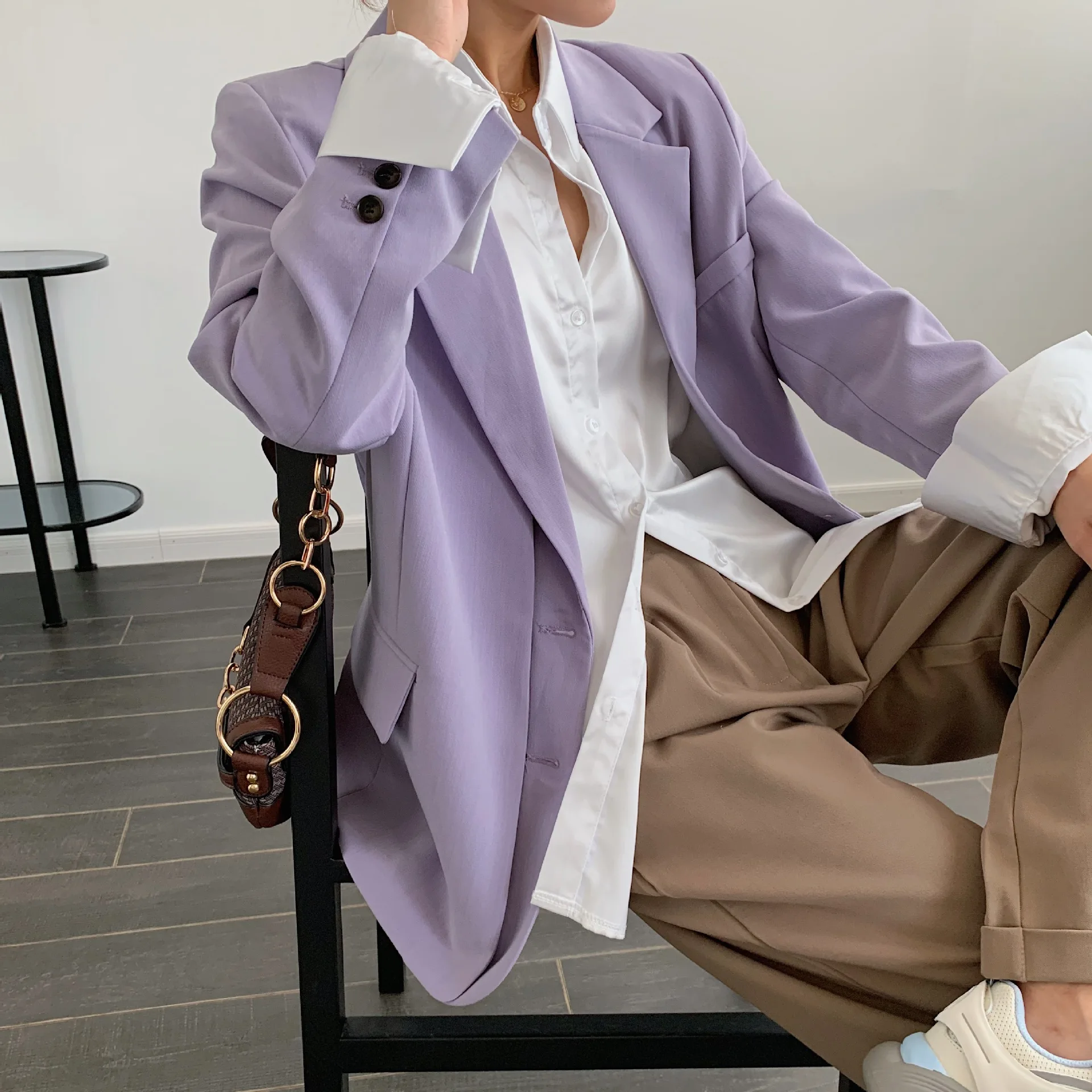 Korean Fashion Chic Blazers Women Solid Colors Single Breasted Office Suits 2022 Spring Autumn New Fashion Commute Casual Blazer