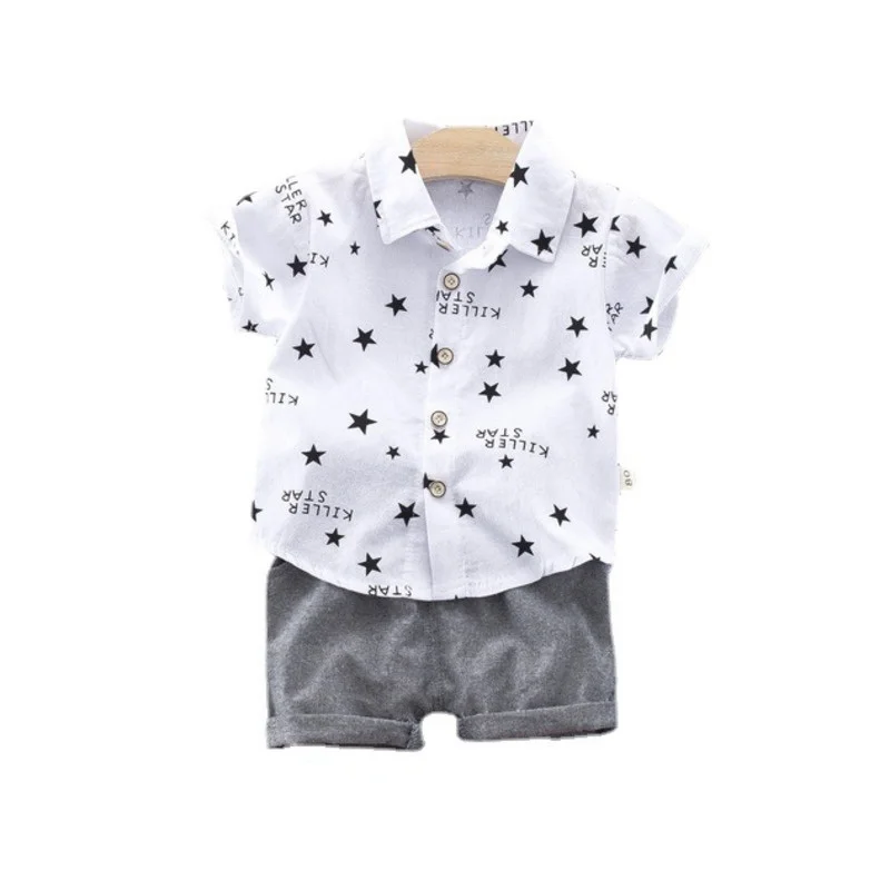 

Новинка, летняя одежда для малышей, детская хлопковая рубашка и шорты для мальчиков и девочек, 2 шт./компл., модная одежда для малышей, повседн...