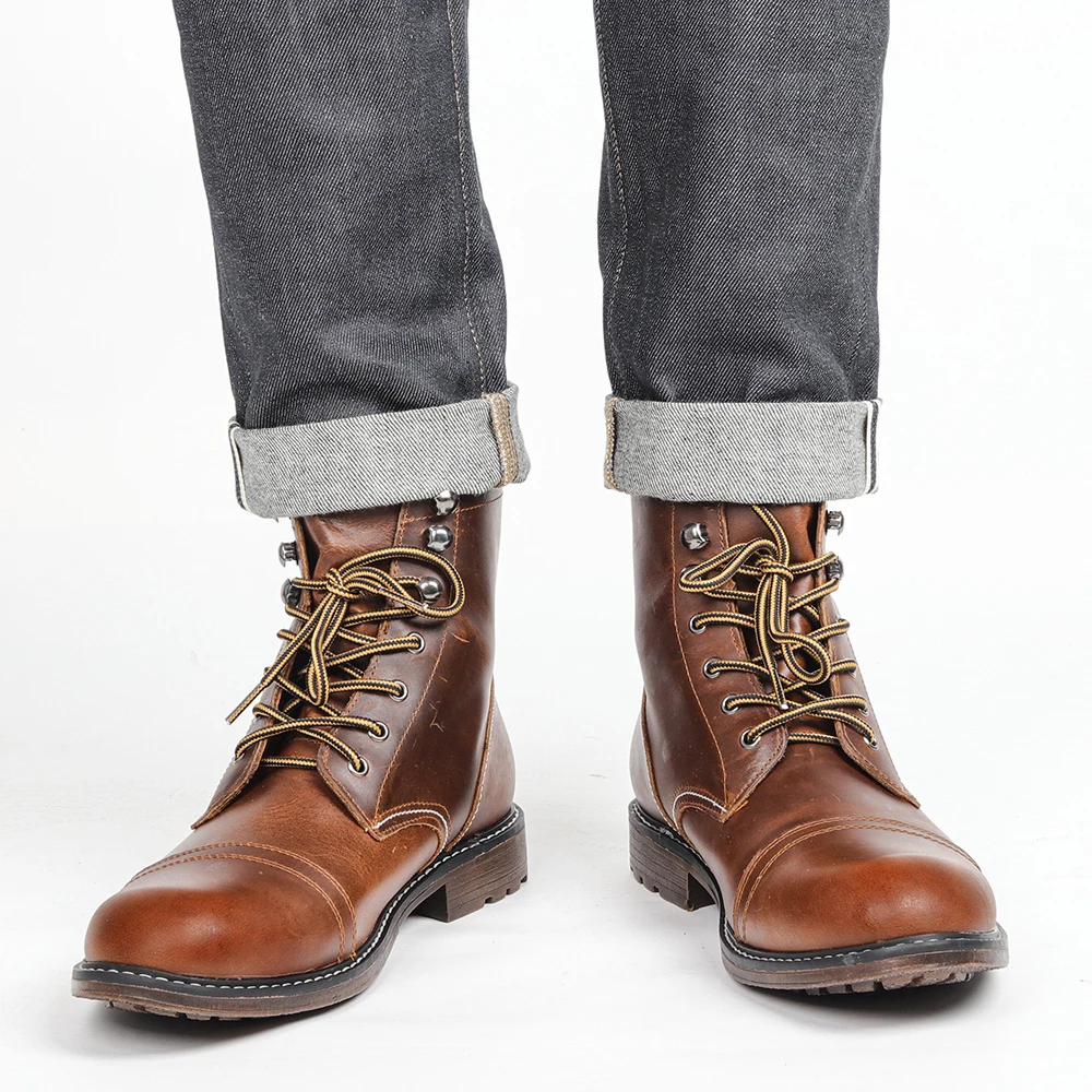 

39~48 Genuine leather Men Boots Natural Cow Leather Ankle Boots For Men #DX8107
