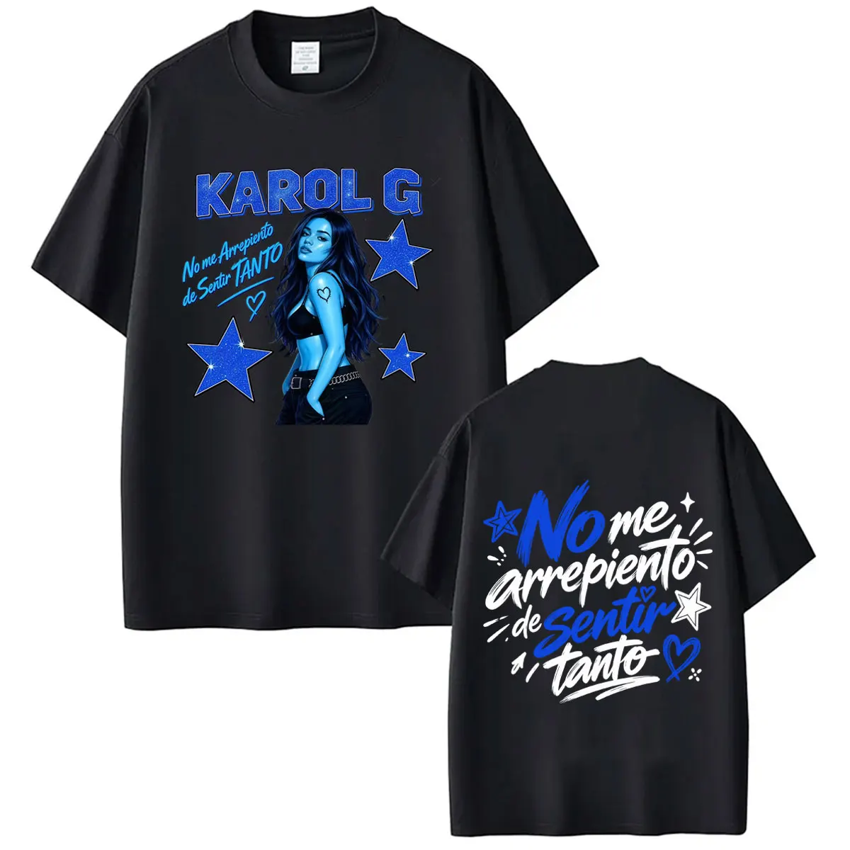 Футболка с принтом Karol G Album No Me Arrepiento De Sentir Tanto 2026 для мужчин и женщин, эстетичная, модная, свободная, повседневная, из хлопка. (art.: 3920dd2073abb) - 3920dd2073abb