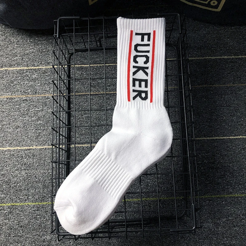 1pair Fashion Letter Party different letters Socks Sexy Men Sports Tube Streetwear Sock Comfortable