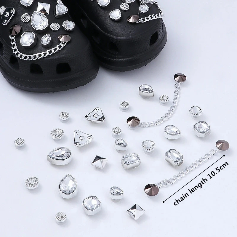 20Pcs/24Pcs/Set Fashion Croc Charms Designer Trend Quality Clogs Shoe Decorations Diy Elegant Rhinestone Croc Accessories