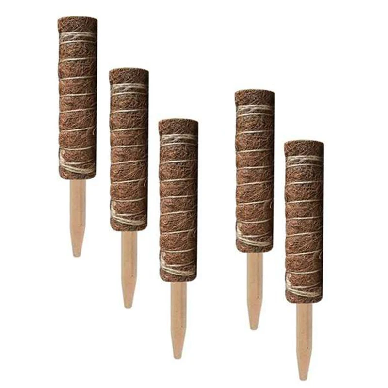 

5PCS Plant Stakes 50 cm Plant Supports - Natural and Organic Coco Coir Moss Pole Totem Garden Flower Support Stake