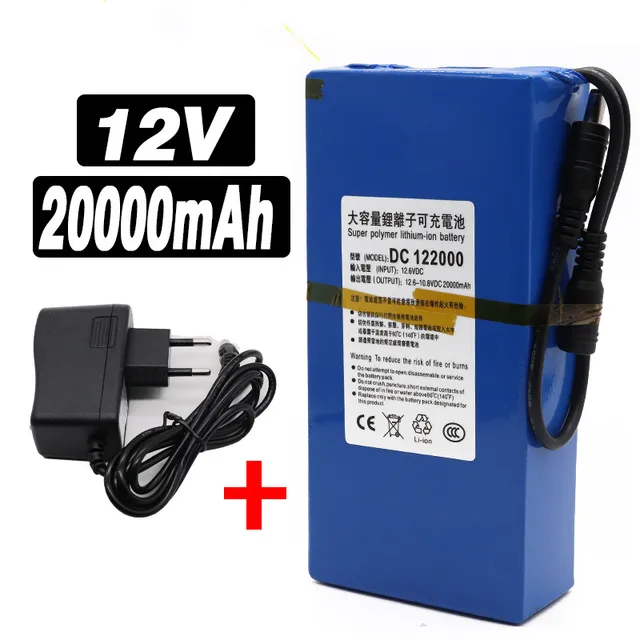 New DC 12v 3000-20000 mah lithium ion rechargeable battery, high capacity ac power charger with 4 kinds of traffic development