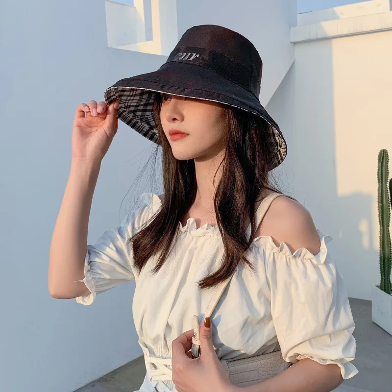 

K209 Bucket Hat fashion all-match women's Panama summer hat big brim sun hat beach hat fisherman hat sunscreen sun visor Cap