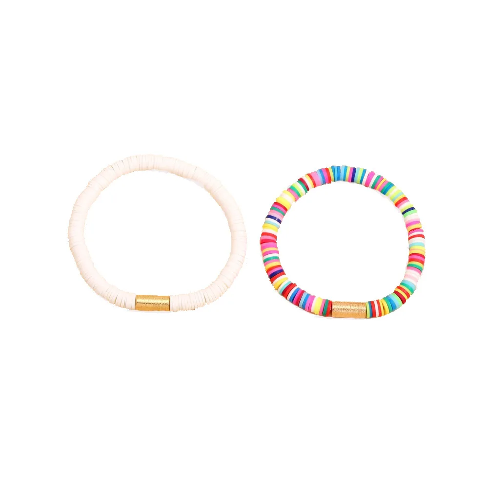 

Colorful Bracelet Summer Beach Charm Stretch Soft Ceramic Bracelet Set of 2