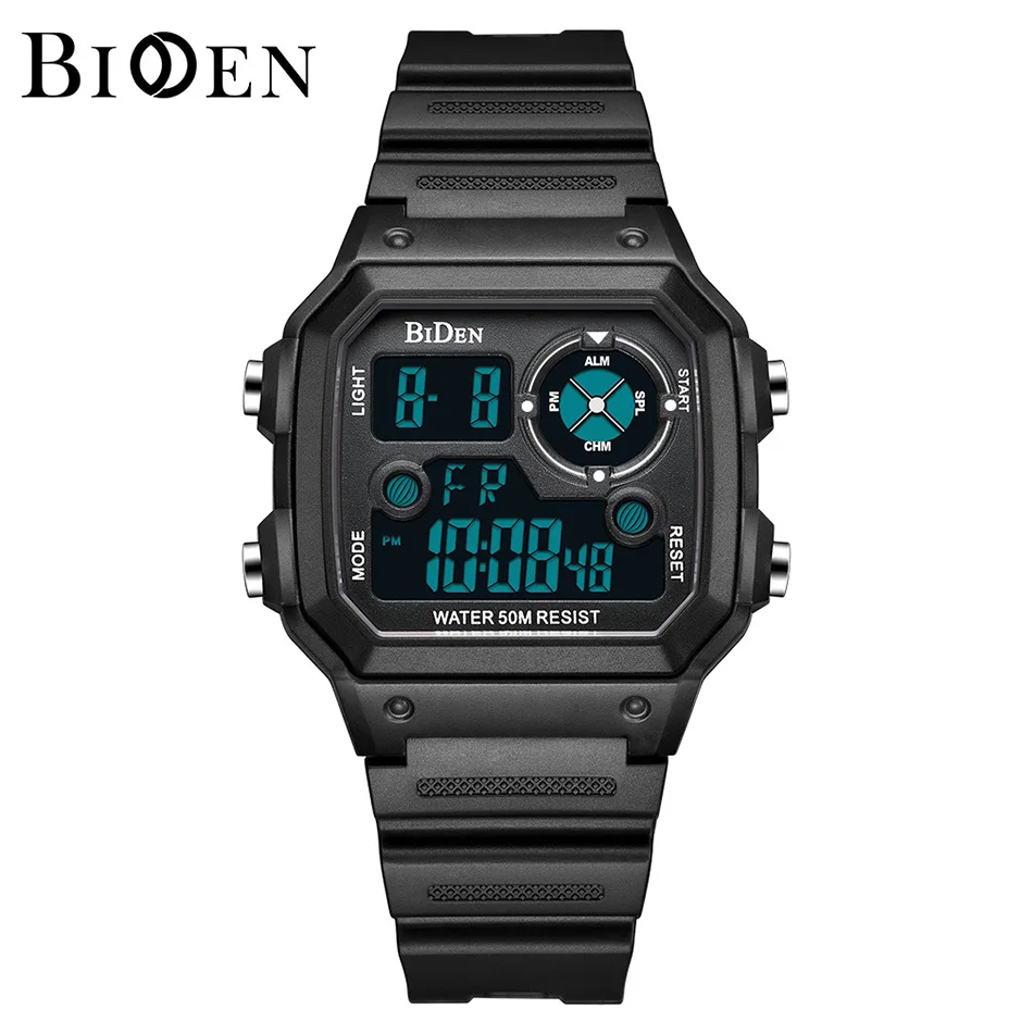 

Fashion Casual Watches for Men Sports Style Multifunction Calendar Chronograph Military Watch Silicone Strap Electronic Display