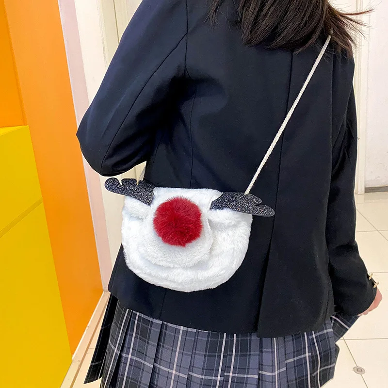 Christmas Children's Shoulder Bags Plush Elk Reindeer Messenger Bag Gift Fashion Girls Portable Kid Accessories Handbag Purse