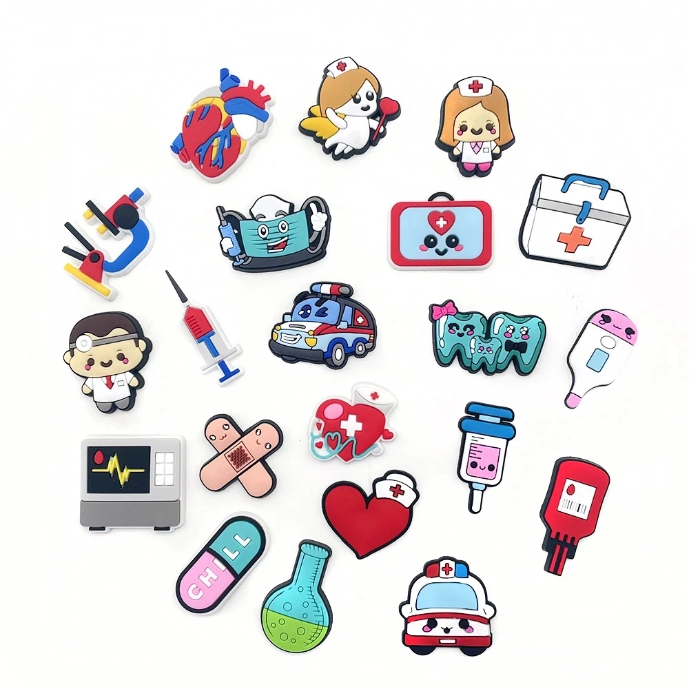 Hot Sale 21Pcs/Set Anime Medical Care Tools Shoes Charms Cute Pills/Bandage Diy Shoe Accessories Kids Gifts Jibz