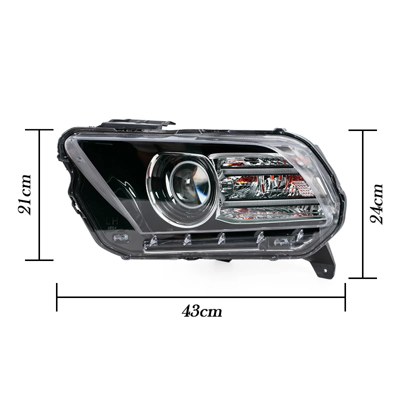 Фото 1 шт. Автомобильная фара в сборе с LED DRL (дневными ходовыми огнями), черный корпус с прозрачными линзами, для Ford Mustang HID/Xenon 2013-2014 №3
