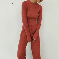 women clothing 2021 two piece causual winter tracksuit knitted sweater suit knitted pants warm set female long sleeve sportswear