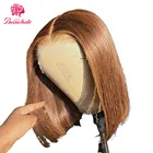 Парики из натуральных волос на сетке, прямые волосы, парик Боб на сетке, средняя часть 13x1, на сетке спереди, не Реми, для черных женщин, бразильские, красивые