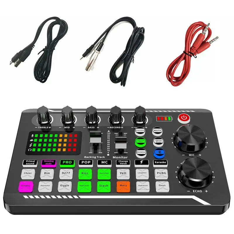 

Микрофон для подкастов набор звуковой карты профессиональный Студийный конденсаторный микрофон и смеситель живого звука F998 для записи в р...