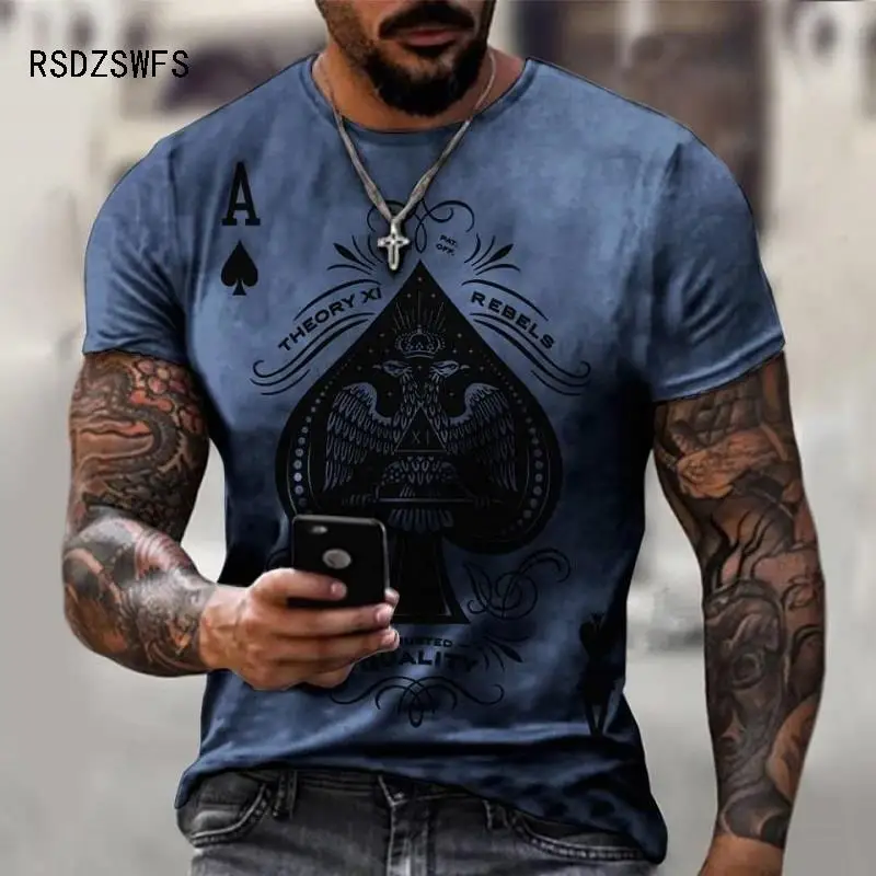 

2021 Summer Anime Men's T-shirt Street Ace of Spades Clothes 3D Printing Street Fashion Oversize Short-Sleeved Shirt