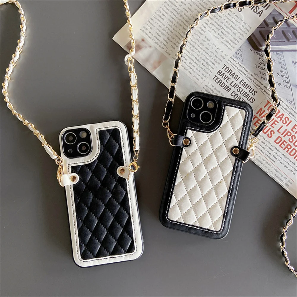 

Small Fragrance Black and White Diamond Case Protective Case for Apple 14 iphone13/12/11 New Fashion Crossover Case