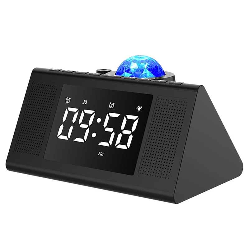 

Starry Sky Projection Alarm Clock Table Electronic Alarm Clock With Projection FM Radio Projector Bedroom Bedside Clock