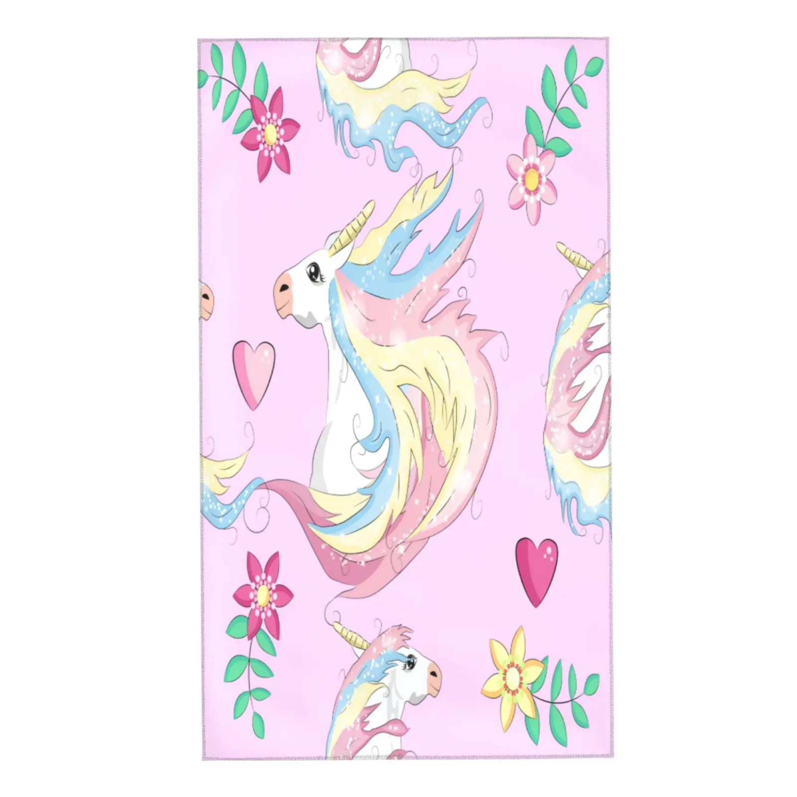

Face Towel Pink Cartoon beautiful Unicorn with rainbow and clouds Soft Bath Hotel Spa Gym Sport Hand Towelstoalhas de banho algo