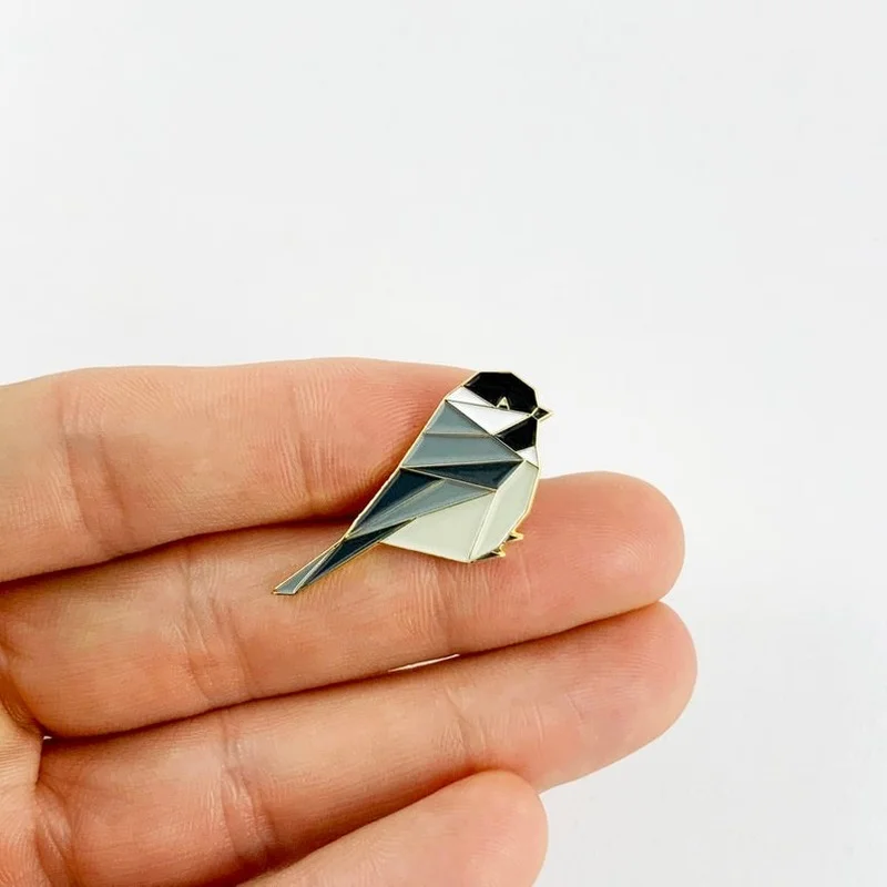 Chickadee Bird Enamel Pin,Origami Jewelry,Chickadee Lapel Pins,Bird Lover Gifts Enamel Pin Lapel Pins Jewelry Accessory