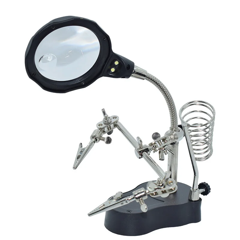 

PCB Soldering Bracket Magnifying Glass with Clip Auxiliary LED Light Flexible Arm Fixed Stand Circuit Board Soldering Station